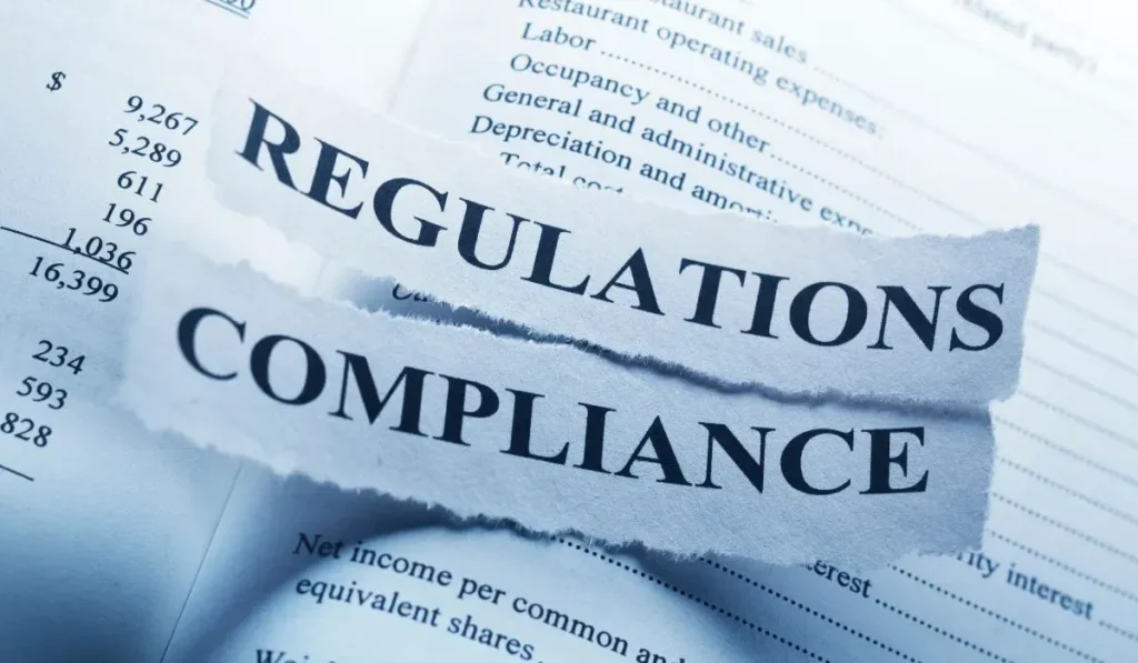 An image that displays the words "REGULATIONS" and "COMPLIANCE"