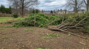 Yard filled with waste materials