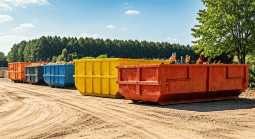 Line of dumpsters at construction site