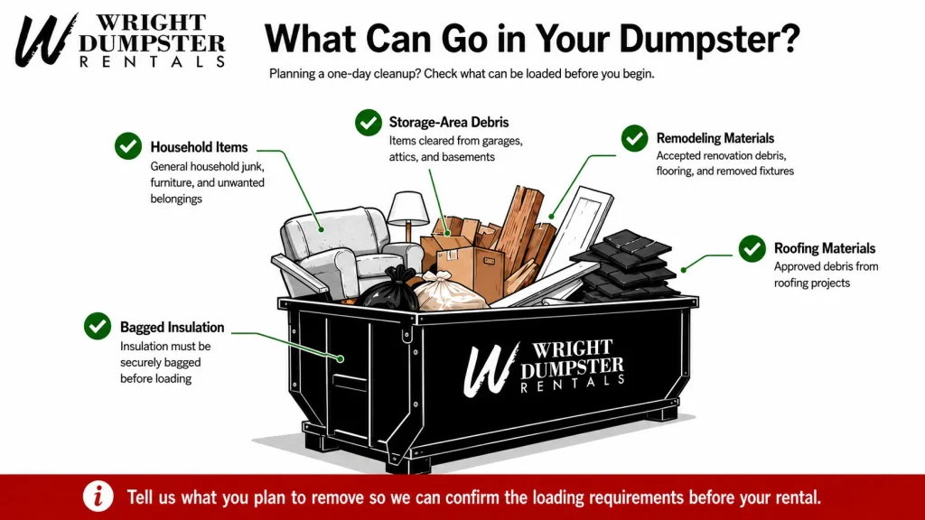 What Can Go in Your Dumpster inforgraphic